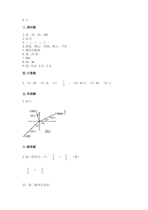 小学数学六年级上册期末测试卷带答案（a卷）.docx