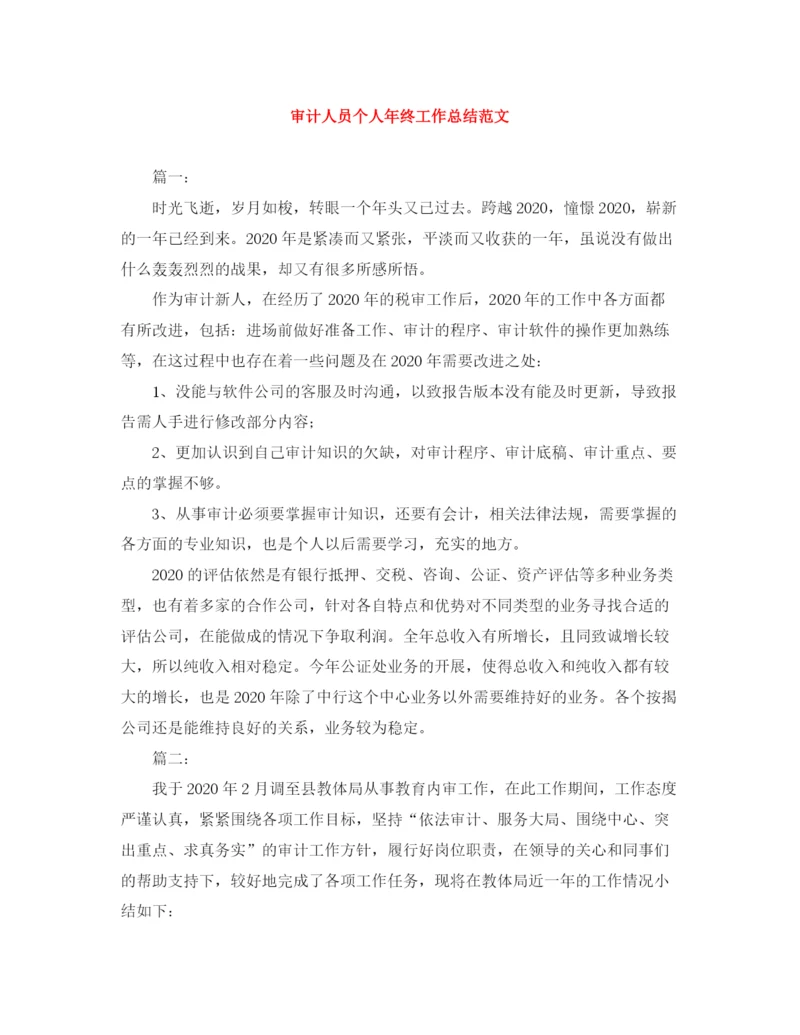 精编之审计人员个人年终工作总结范文.docx