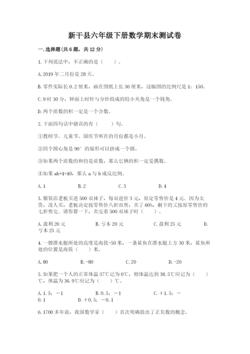 新干县六年级下册数学期末测试卷学生专用.docx