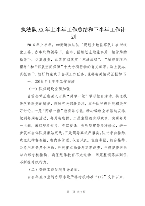 执法队XX年上半年工作总结和下半年工作计划.docx