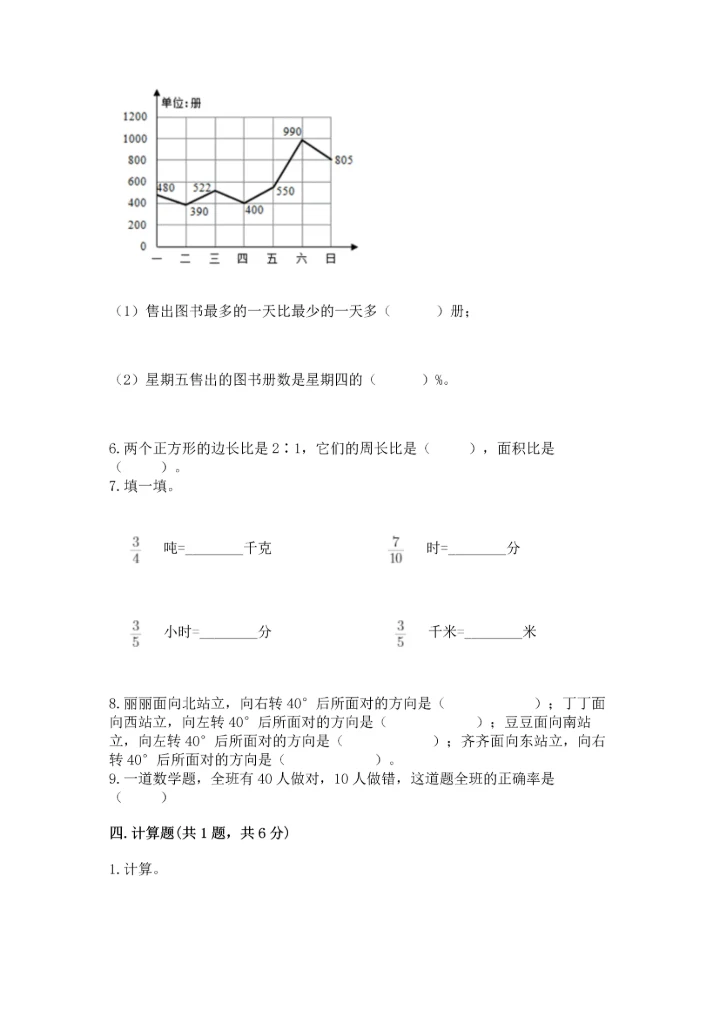 人教版六年级上册数学期末测试卷精品（能力提升）.docx