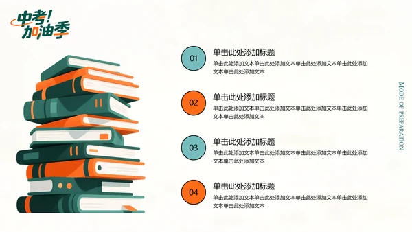 绿橙色插画风中考冲刺PPT模板