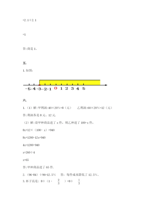 小学六年级数学期末自测题附答案（培优a卷）.docx