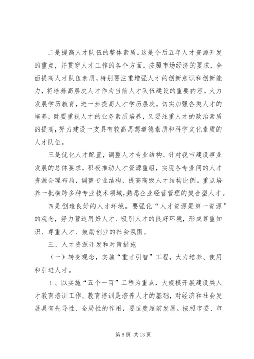 市规划建设局十一五人才工作规划 (2).docx