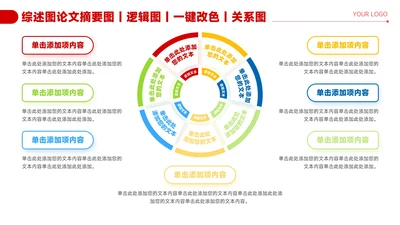 红色简约风7项几何圆环关系图PPT