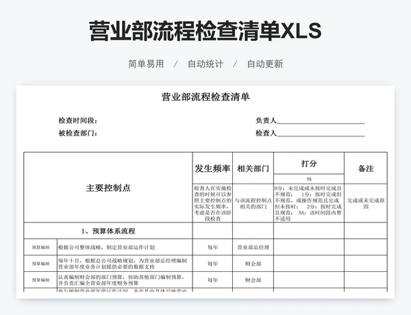 营业部流程检查清单XLS