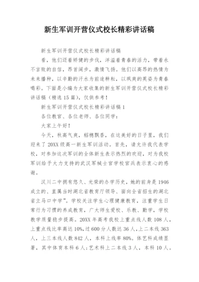 新生军训开营仪式校长精彩讲话稿.docx