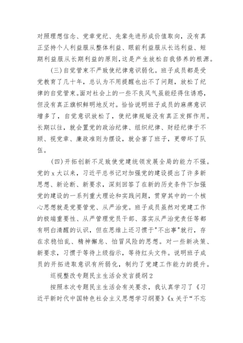 关于巡视整改专题民主生活会发言提纲.docx