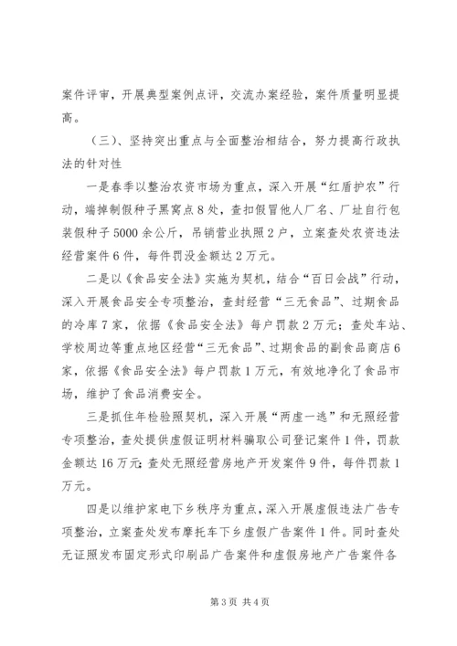 县工商局行政执法工作情况汇报 (3).docx