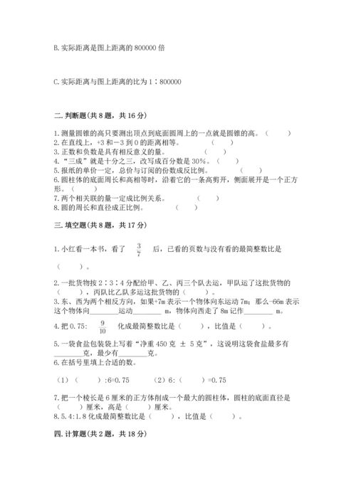 小学数学毕业测试卷精品【预热题】.docx