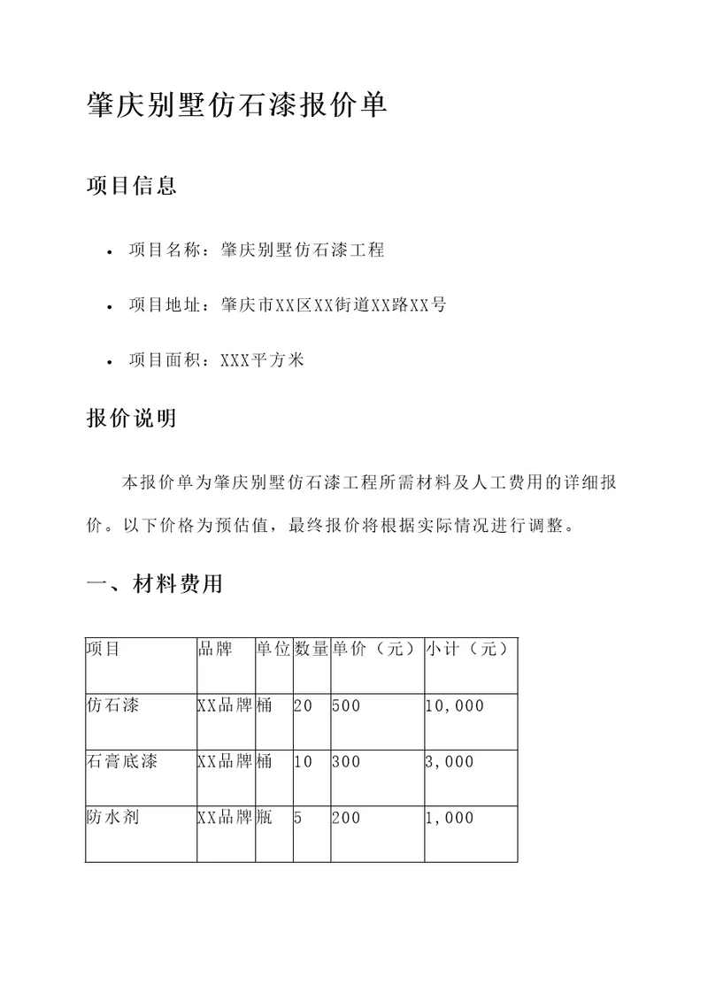 肇庆别墅仿石漆报价单