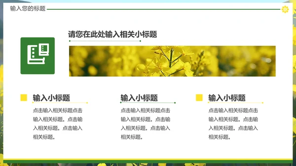 油菜花摄影，油彩花开PPT模板
