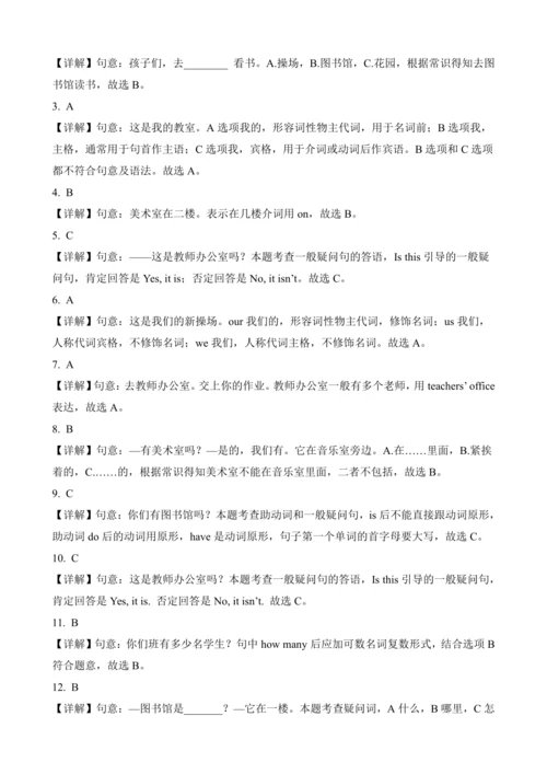 Unit 1 My school  (知识清单)-四年级英语下册同步高效课堂系列（人教PEP版）
