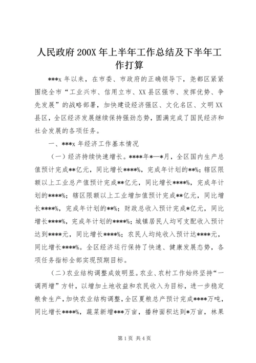 人民政府200X年上半年工作总结及下半年工作打算.docx