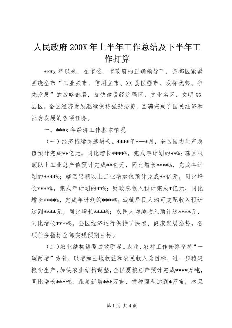 人民政府200X年上半年工作总结及下半年工作打算.docx