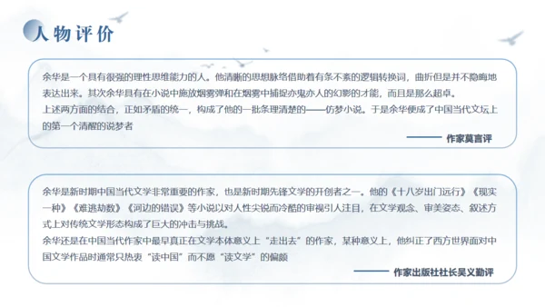 当代文学作家《余华》通用PPT模板