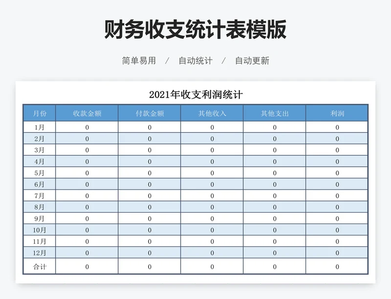 财务收支统计表模版