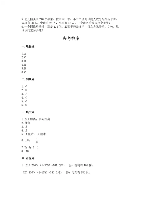 北师大版数学六年级下册期末测试卷精品【典优】