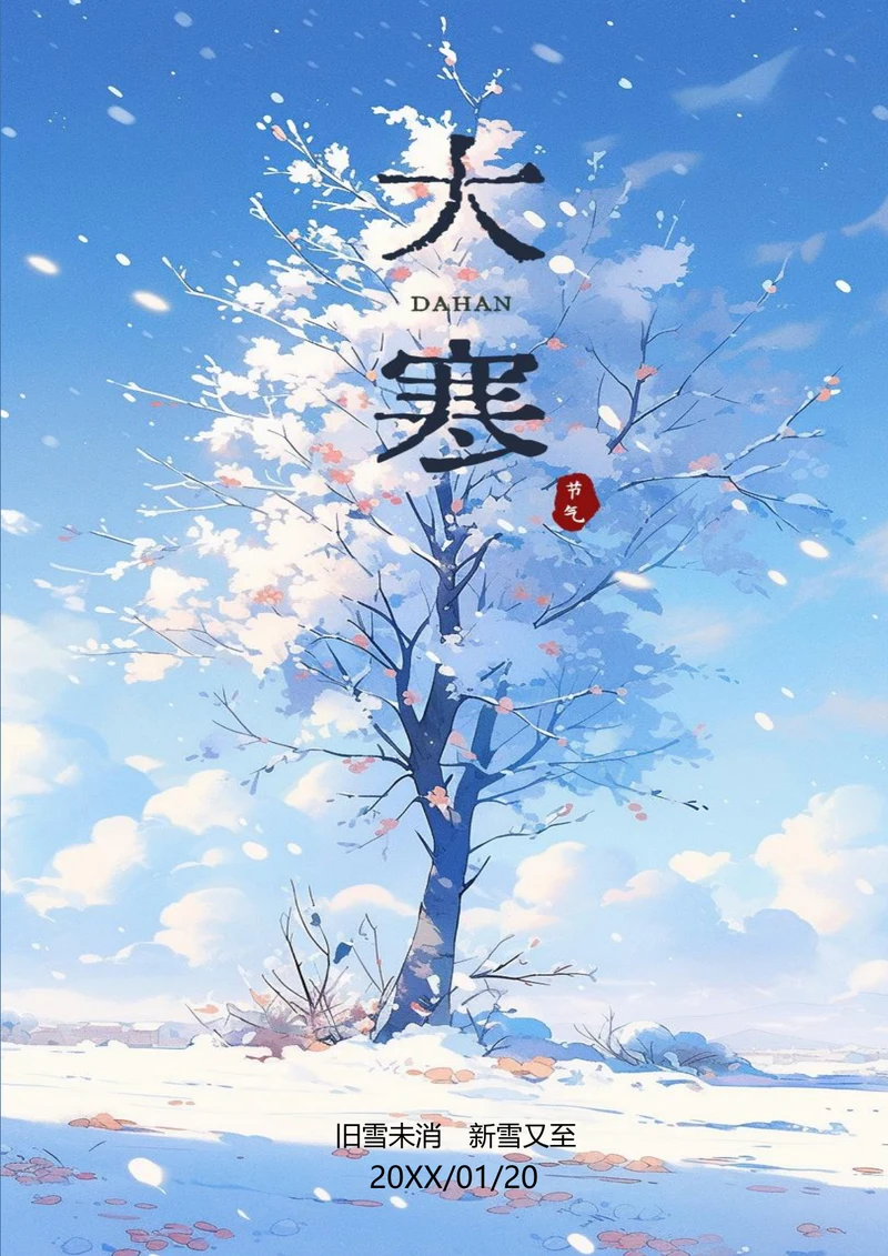 创意唯美大寒节气海报