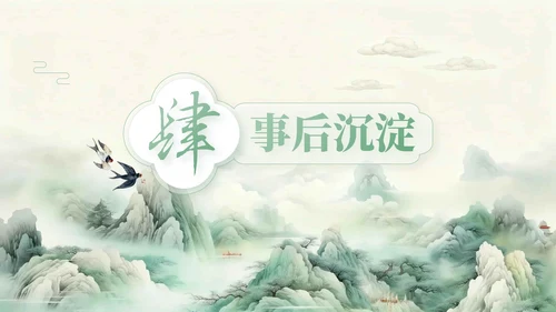 绿色中国风项目总结内部复盘会PPT模板
