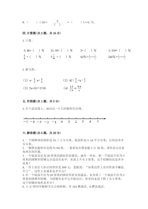 天津市宁河县六年级下册数学期末测试卷标准卷.docx
