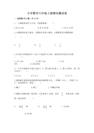 小学数学六年级上册期末测试卷及答案（易错题）.docx