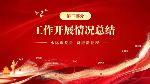 红色大气党建年终总结工作汇报工作计划PPT工作总结年终总结