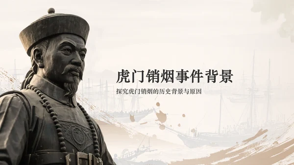 橙色复古风林则徐虎门销烟与民族气节PPT模板