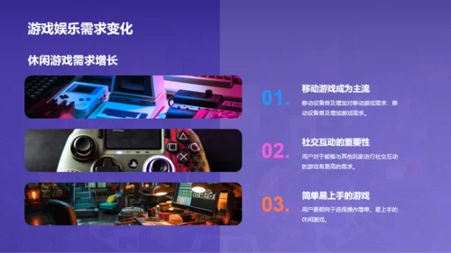 紫色插画游戏娱乐行业年终总结PPT模板