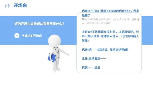 蓝白色立体风医药代表销售经营分享PPT经验分享