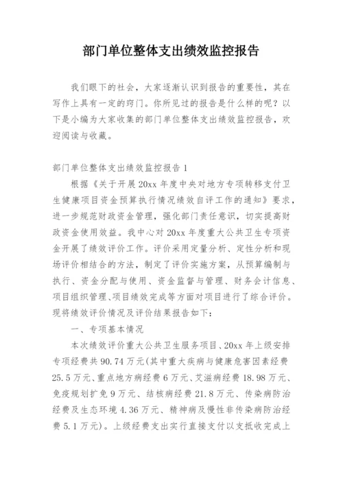 部门单位整体支出绩效监控报告.docx