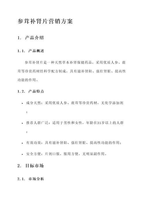 参茸补肾片营销方案