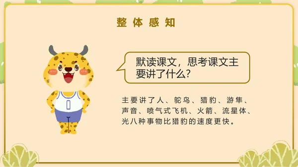 部编版五年级上第七课什么比烈豹的速度更快PPT模板