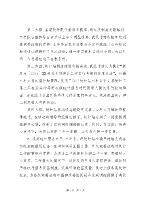 统计站上半年工作总结及下半年工作计划.docx