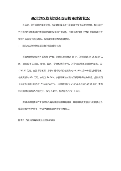 西北地区煤制烯烃项目投资建设情况.docx