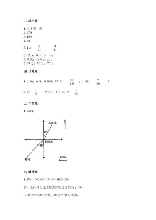 曲周县六年级下册数学期末测试卷往年题考.docx