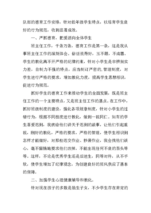 小学教师个人总结报告