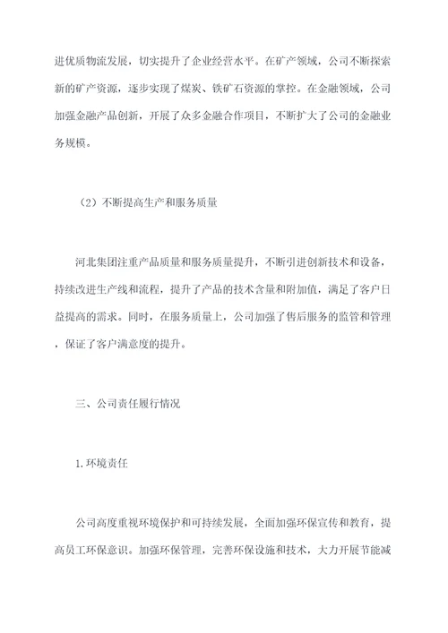 河北集团工作报告