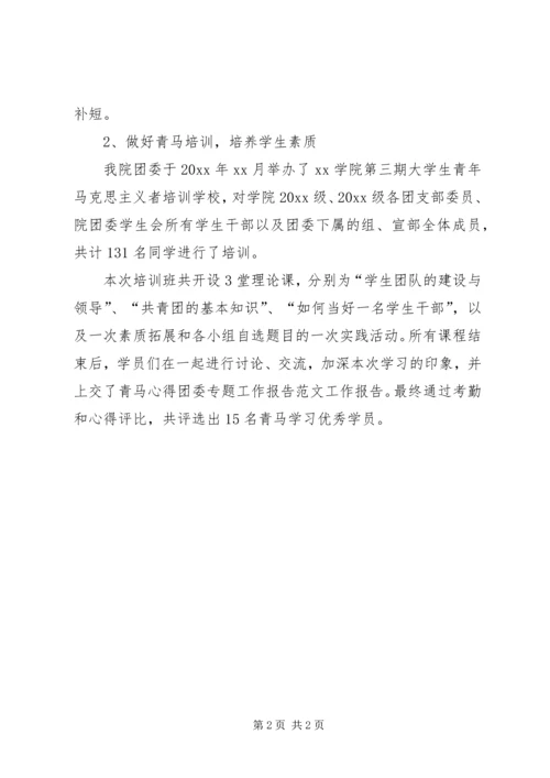 团委专题工作报告的范文.docx