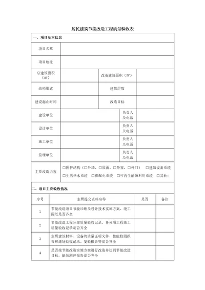 居民建筑节能改造工程质量验收表