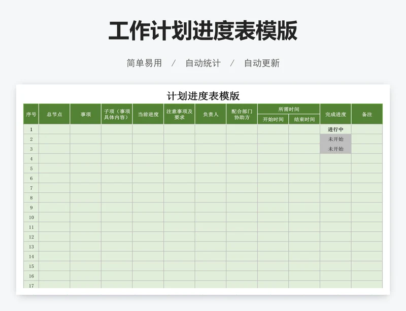 工作计划进度表模版