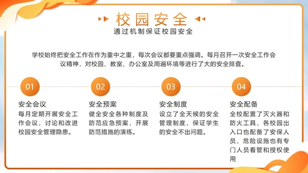 橙色几何剪影校领导年度述职带内容PPT模板