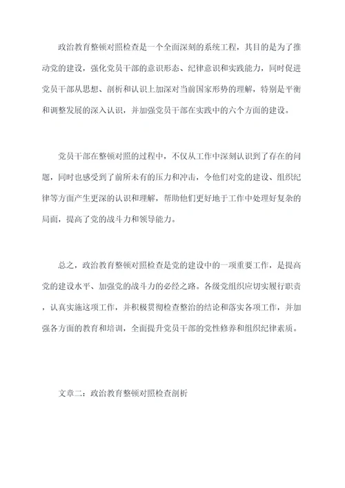 政治教育整顿对照检查剖析