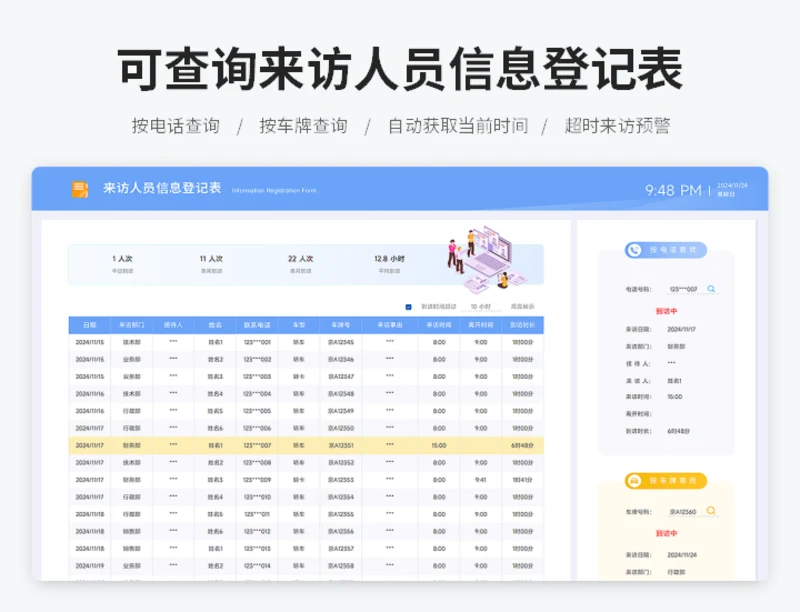 可查询来访人员信息登记表