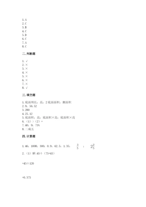 北京版六年级下册数学期中测试卷精品带答案.docx