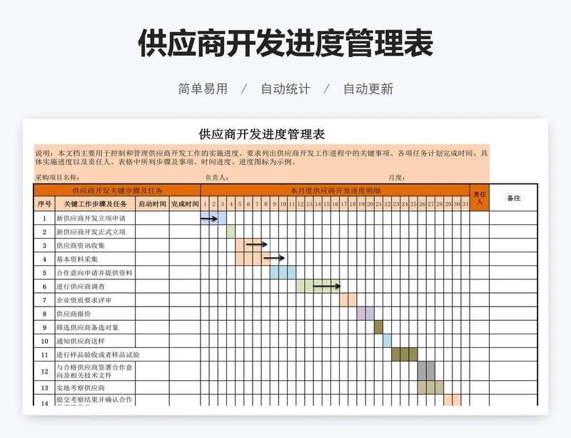 供应商开发进度管理表