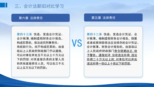 2024新修订中华人民共和国会计法新旧对比学习解读PPT