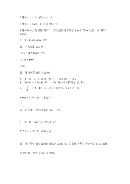 人教版六年级数学小升初试卷及答案【夺冠】.docx