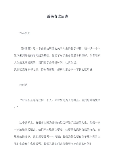 游荡者读后感