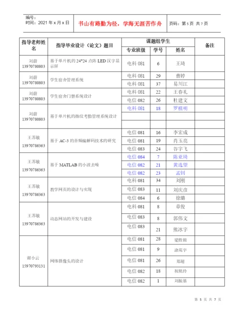 信息工程系学生毕业设计(论文)题目一览表(信息工程系毕设用表3).docx